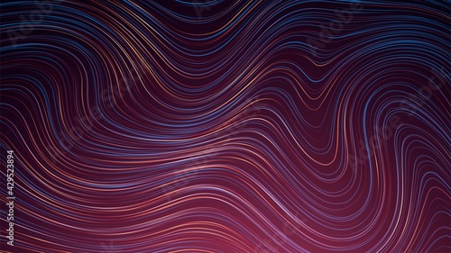 Abstract dark red background with flowing glowing lines