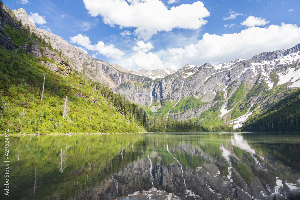 Avalanche Lake and surrounding mountain range at Glacier National Park Avalanche Lake and surrounding mountain range at Glacier National Park