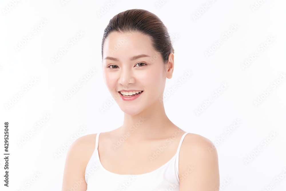 Beautiful young asian woman with clean fresh skin on white background, Face care, Facial treatment, Cosmetology, beauty and spa, Asian women portrait Beautiful young asian woman with clean fresh skin on white background, Face care, Facial treatment, Cosmetology, beauty and spa, Asian women portrait