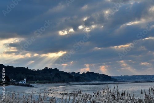 Sunset on the Nantouar beach in Brittany. France