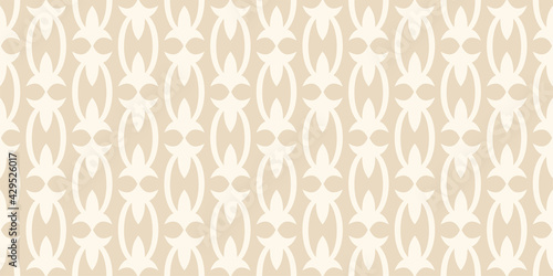 Light background pattern with white ornament on a beige background, wallpaper. Seamless pattern, texture. Vector graphics