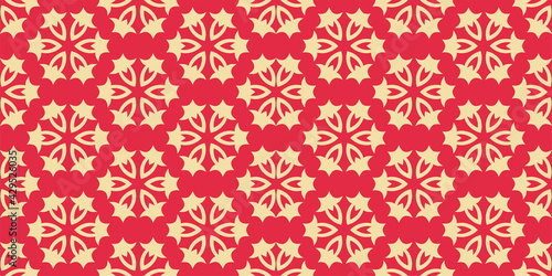 Bright background pattern with floral ornament on a red background, wallpaper. Seamless pattern, texture. Vector image
