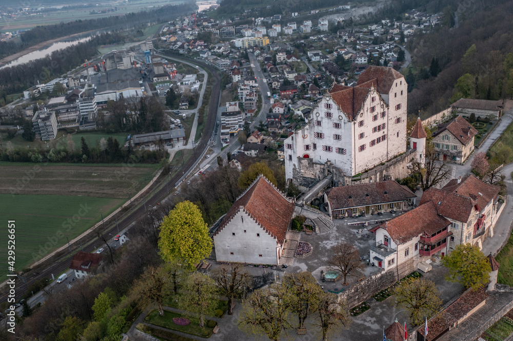 view of a medieval castle in switzerland 