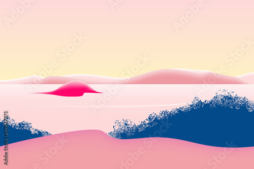 Simple landscape, island and sea