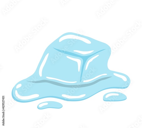 Comic cartoon illustration vector of ice cubes, cold transparent freeze melting