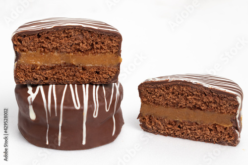 Traditional Brazilian dessert with honey cookies and chocolate (pão de mel).