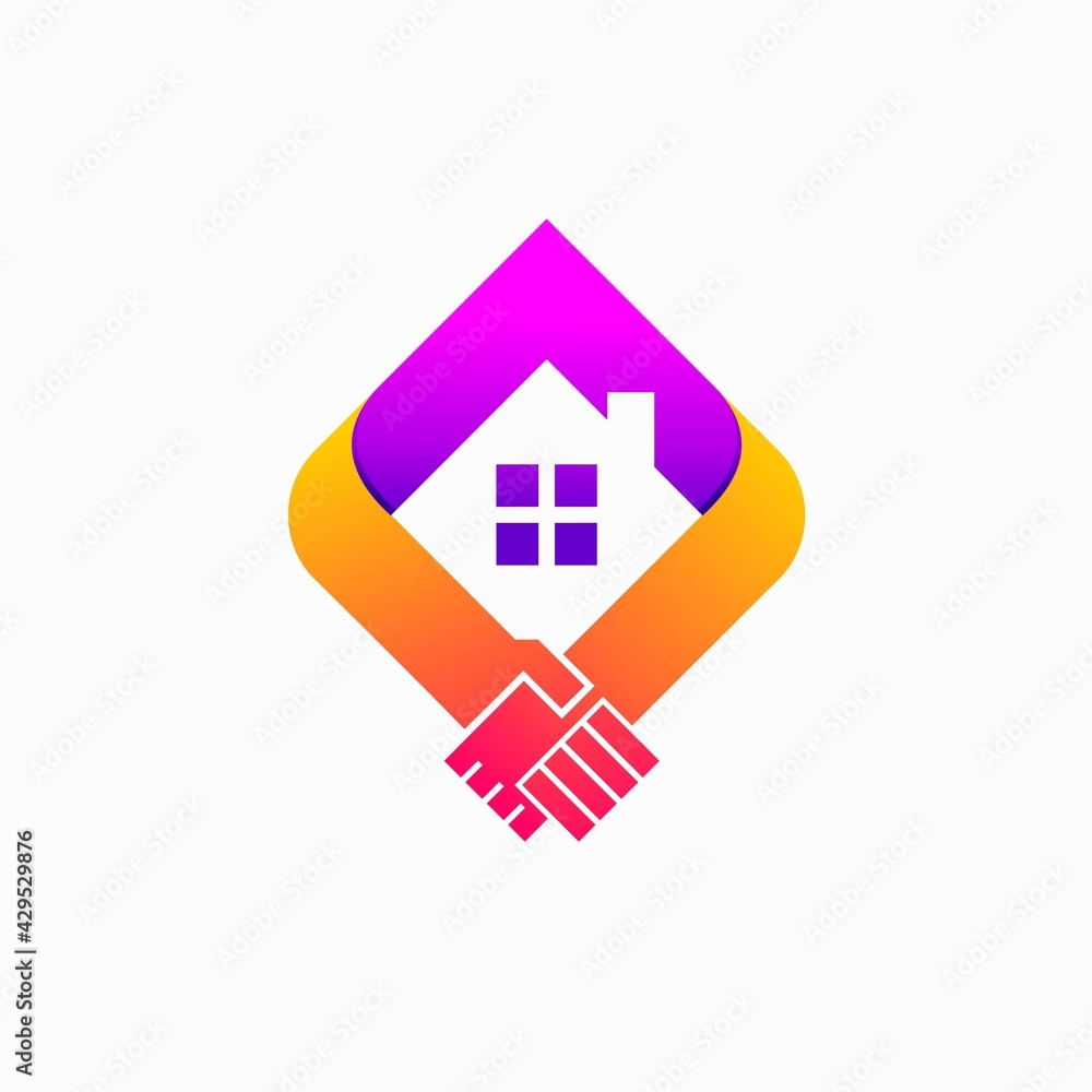 Home logo with handshake concept