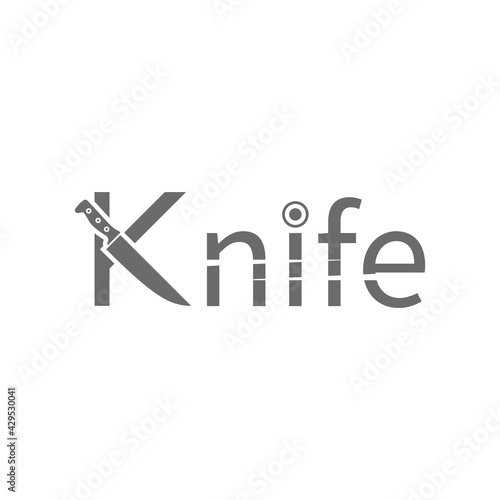 lettering logo concept with symbol Knife