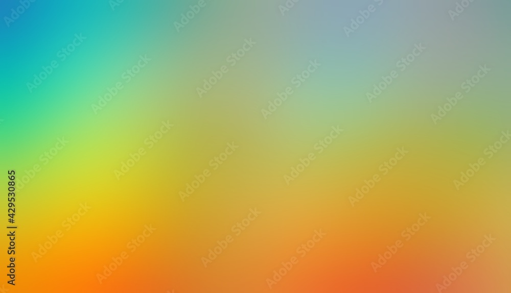 Yellow orange blue gradient formless background for hot summer design. Soft abstract texture. Vivid tropical colors.