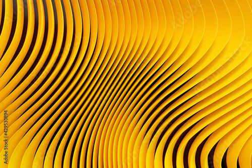 3d Illustration rows of yellow line .Geometric background, weave pattern.