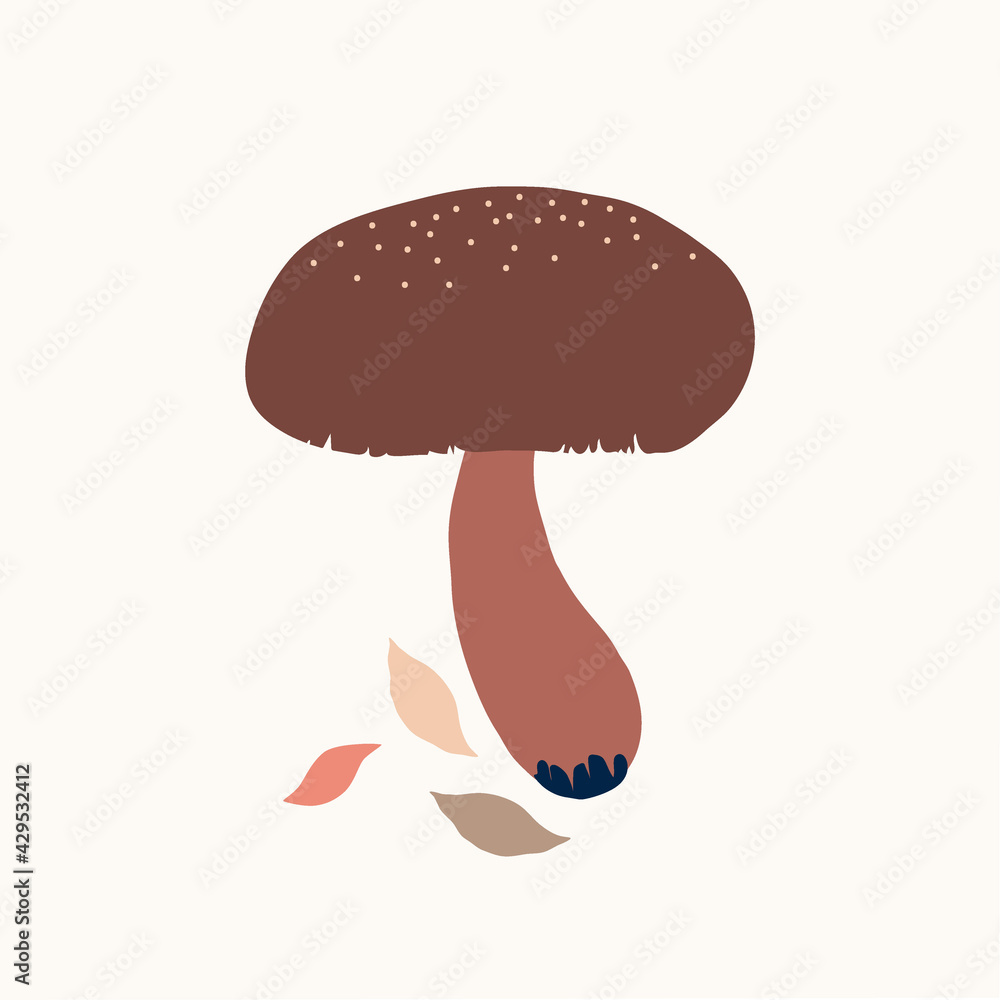 Minimalistic drawing of a forest mushroom, isolated, brown color design on white background. Symbol, icon, vector illustration, botanical elements, style of minimalist, hand drawn. Minimalistic drawing of a forest mushroom, isolated, brown color design on white background. Symbol, icon, vector illustration, botanical elements, style of minimalist, hand drawn.