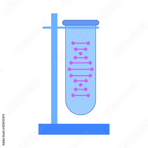 DNA in test tube on white background, vector illustration