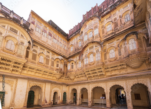 Inner court of Mehrangarh fort in Jodhpur, India.