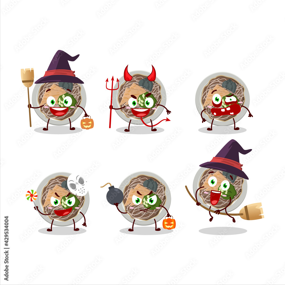 Obraz premium Halloween expression emoticons with cartoon character of tachigui soba