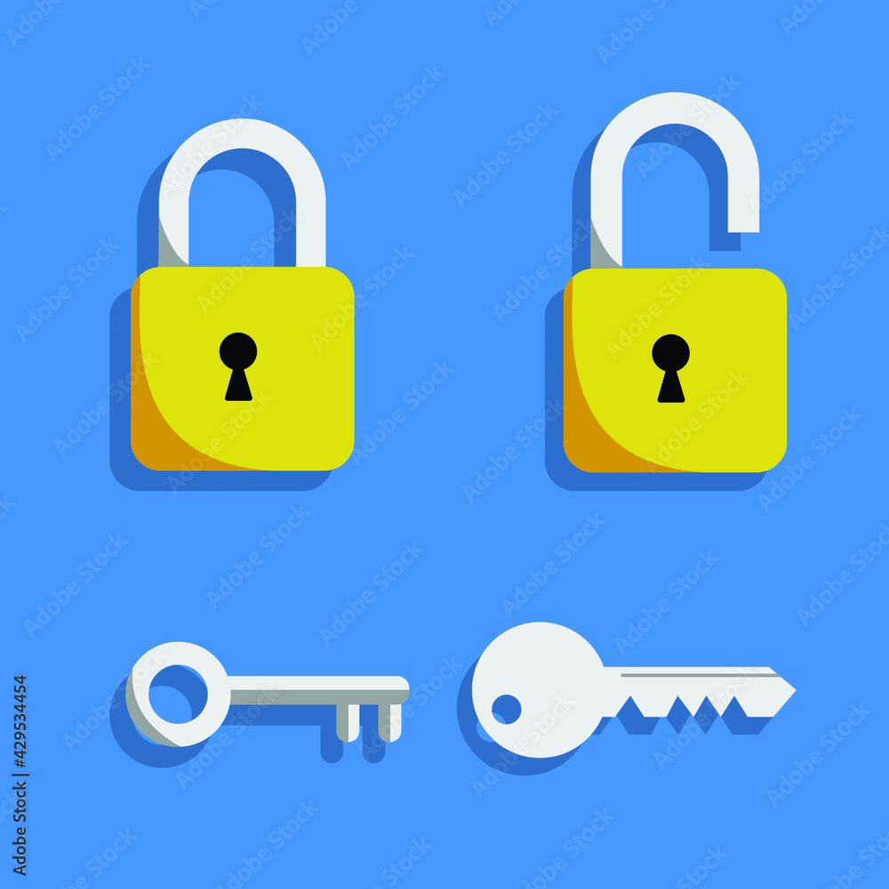 padlock and key design ,flat design ,yellow ,lock ,key ,security padlock and key design ,flat design ,yellow ,lock ,key ,security