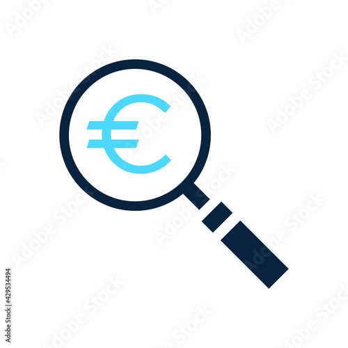 Euro financial audit icon design isolated on white background