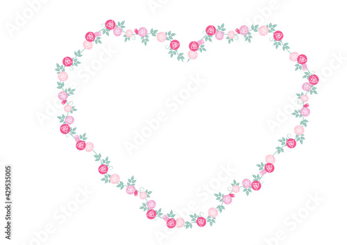 バラのハート型フレーム　背景透過