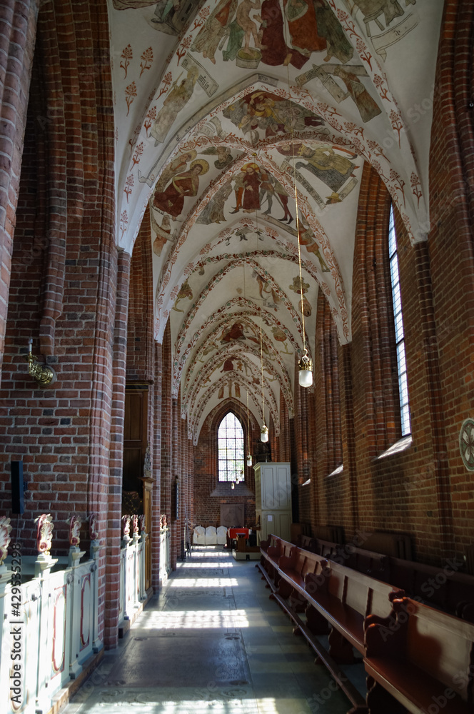 Interior medieval danish church of Carmelite Priory and St. Mary's. Helsingor, Denmark