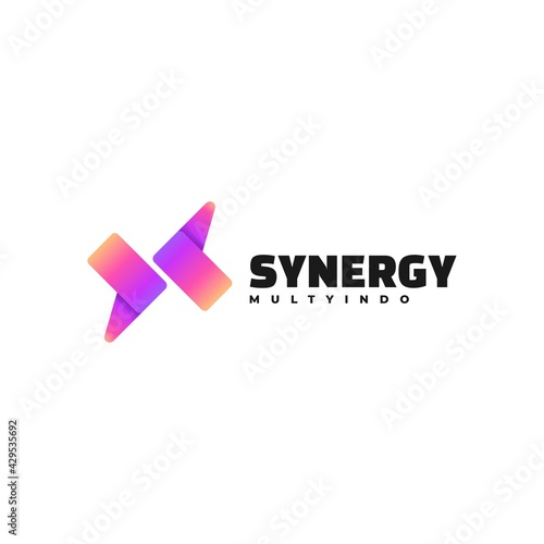 Vector Logo Illustration Synergy Gradient Colorful Style.