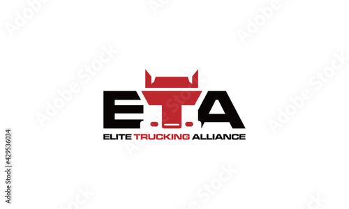 Initials ETA Monogram T With Truck logo vector icon illustration