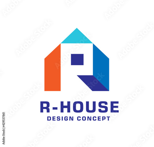 modern initial letter R with roofing style. real estate logo concept

