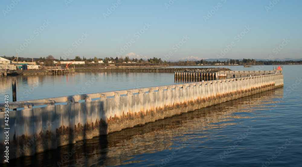 Walsh Marina  jetty  with Mount Baker in the background