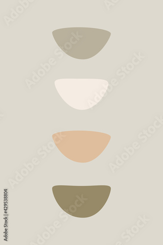 Abstract contemporary aesthetic background with geometric balance shapes. Earth tones. Boho wall poster. Mid century modern minimalist art print. Organic shape.