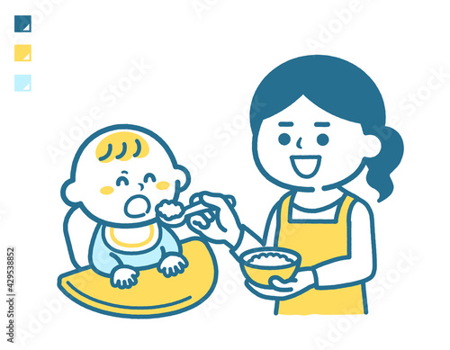 Fototapeta Naklejka Na Ścianę i Meble -  Baby eating baby food