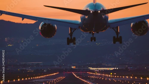 大阪国際空港に着陸する飛行機