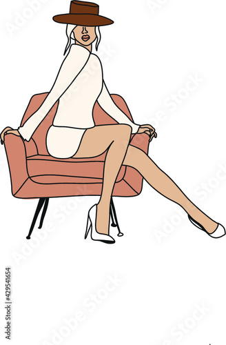 Woman Sitting on Chair Illustration