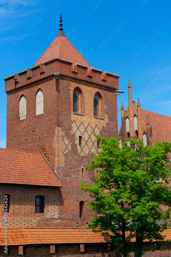 13th century Malbork Castle, medieval Teutonic fortress on the Nogat River, Malbork, Poland 13th century Malbork Castle, medieval Teutonic fortress on the Nogat River, Malbork, Poland
