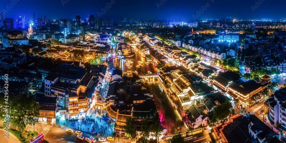 custom made wallpaper toronto digitalAerial photography night view of ancient buildings on the Qinhuai River in Nanjing