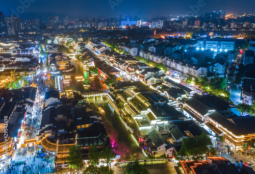Wallpaper Mural Aerial photography night view of ancient buildings on the Qinhuai River in Nanjing Torontodigital.ca