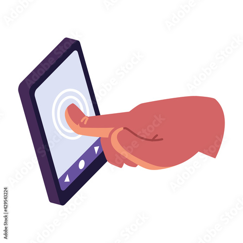 hand touching smartphone
