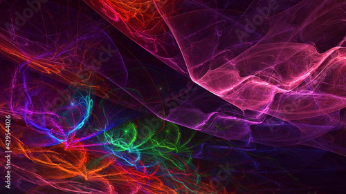 3D rendering abstract multicolor fractal light background © BetiBup33