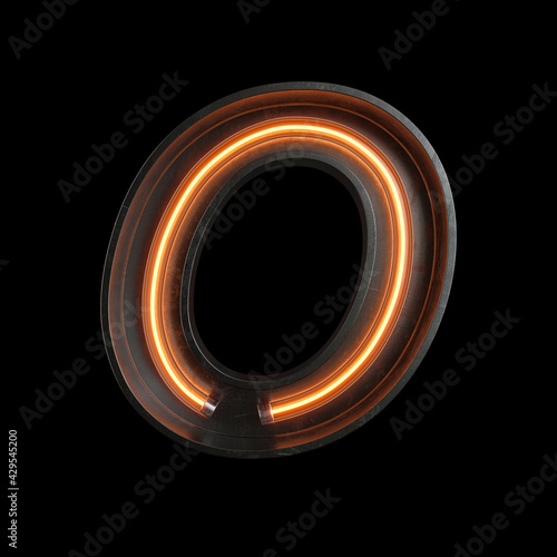 Neon Light Alphabet O with clipping path
