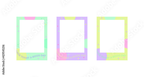 Cute pastel color photo frame frame illustration set.