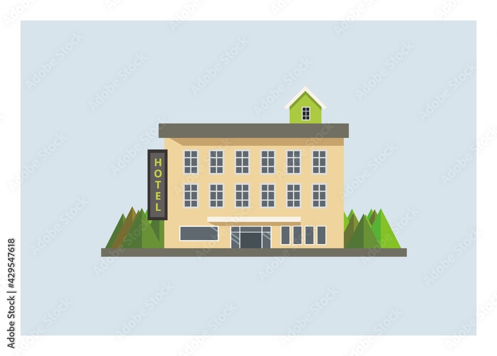 Hotel building. Simple flat illustration.