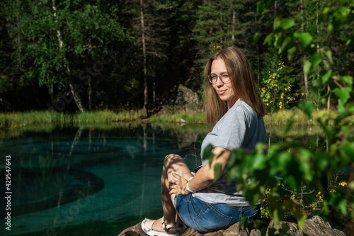 Woman resting at mountain l...