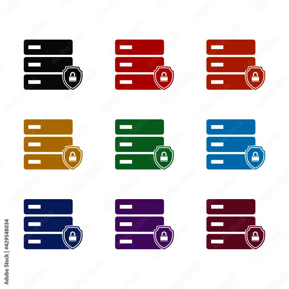 Data protection icon isolated on white background color set Data protection icon isolated on white background color set