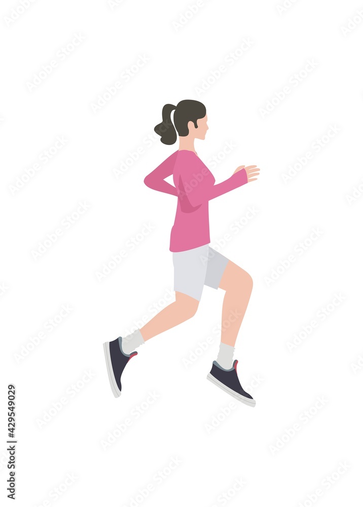 Young woman running. Simple illustration