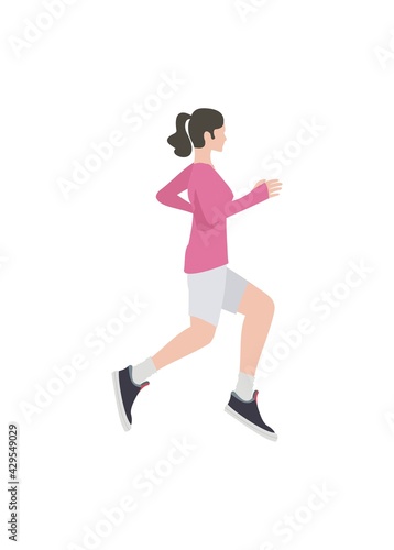 Fototapeta Naklejka Na Ścianę i Meble -  Young woman running. Simple illustration