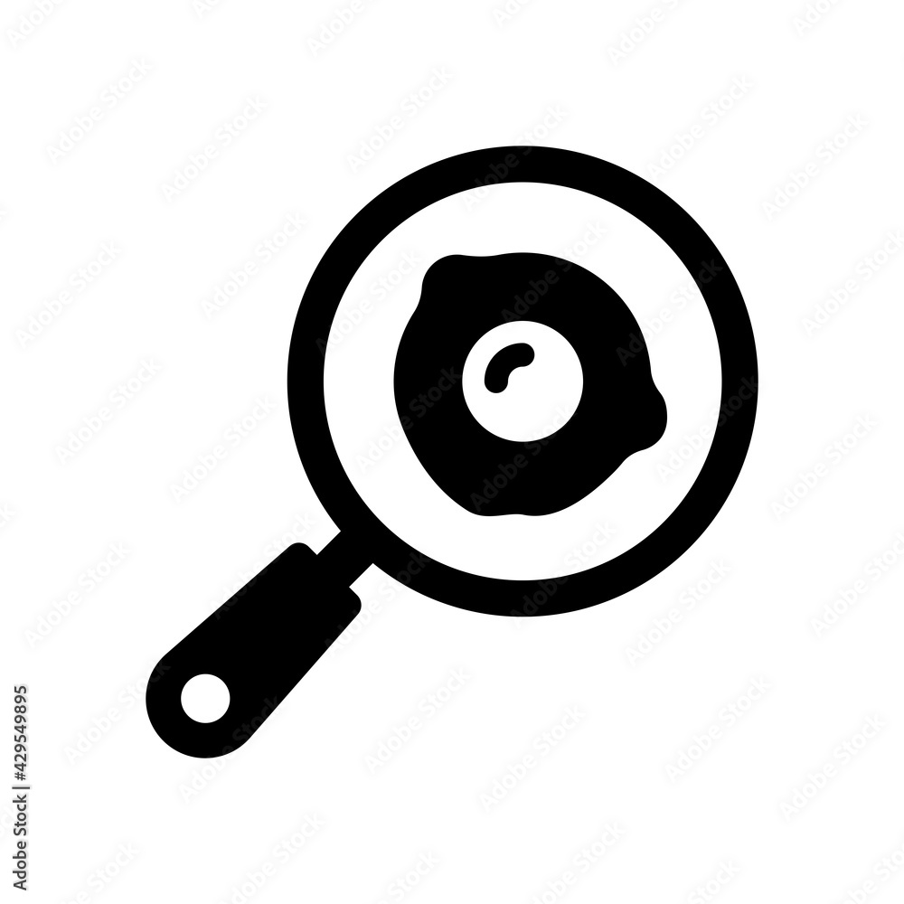 Cooking fried Egg on pan icon Cooking fried Egg on pan icon