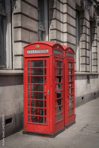 Red phone box in London.