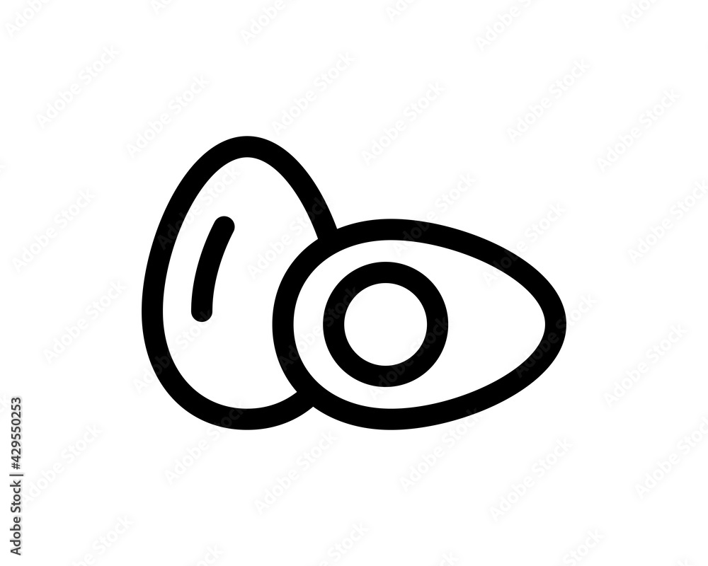 Sliced boil fresh organic eggs icon. Sliced boil fresh organic eggs icon.