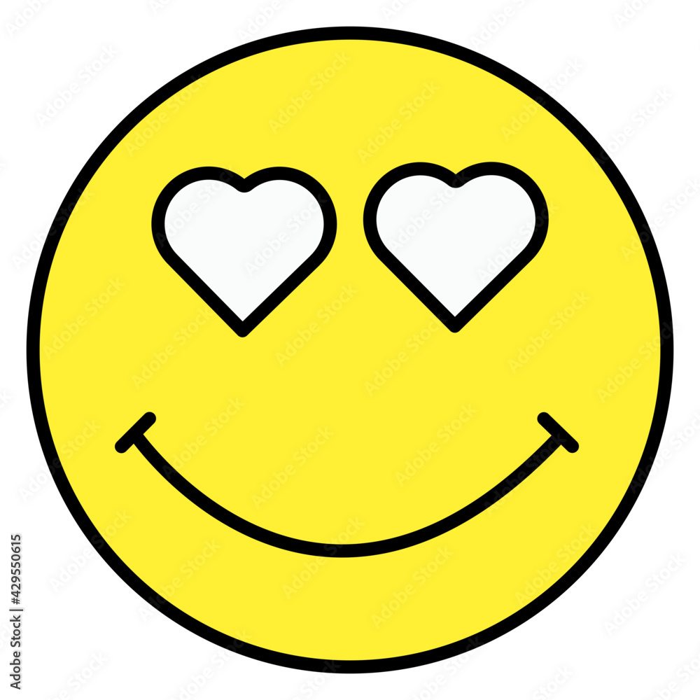 Vector design of heart eyes emoji in flat style Vector design of heart eyes emoji in flat style