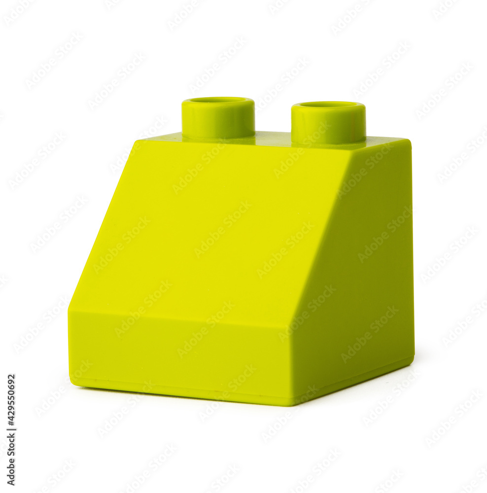 Green plastic building block isolated on white Green plastic building block isolated on white