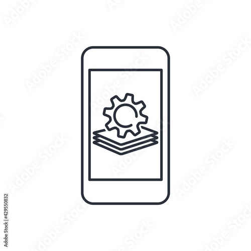 Сustomization and adaptation . App Development for mobile website. Vector linear illustration isolated on white background.