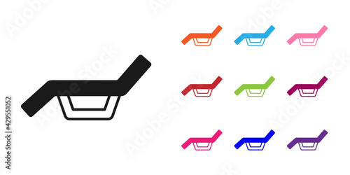 Black Sunbed icon isolated on white background. Sun lounger. Set icons colorful. Vector
