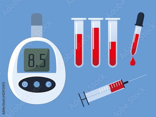 diabetes icons set